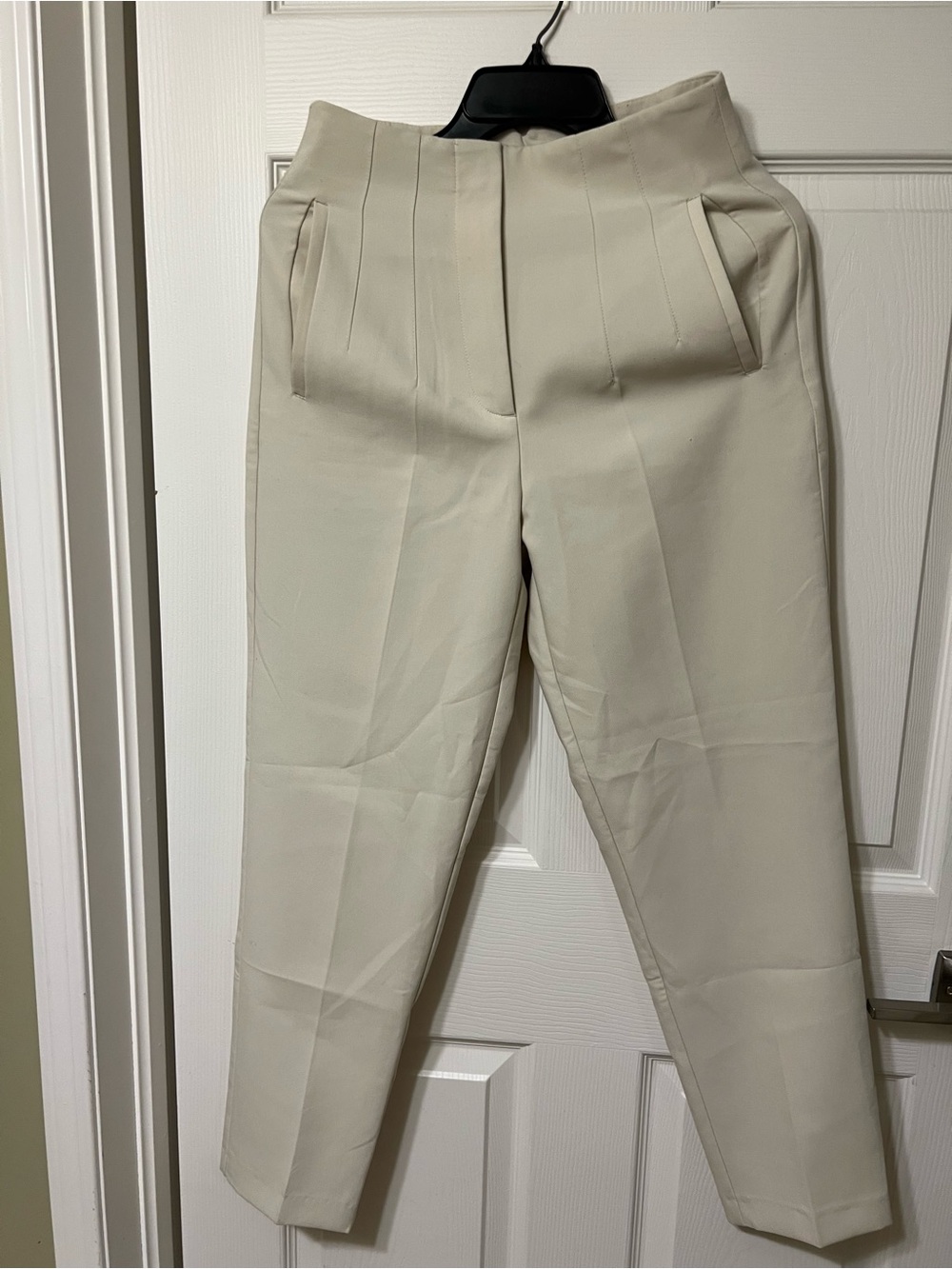 Zara Cream High-Waist Tailored Trousers